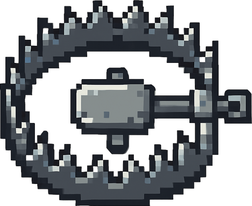Pixel art bear trap top down.
In-Game asset.  2d.  High contrast.  No shadows