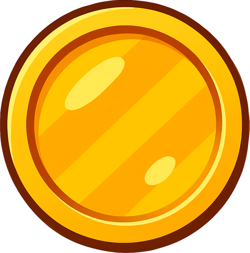 Gold coin up view tranparent.
In-Game asset.  2d.  High contrast.  No shadows no text