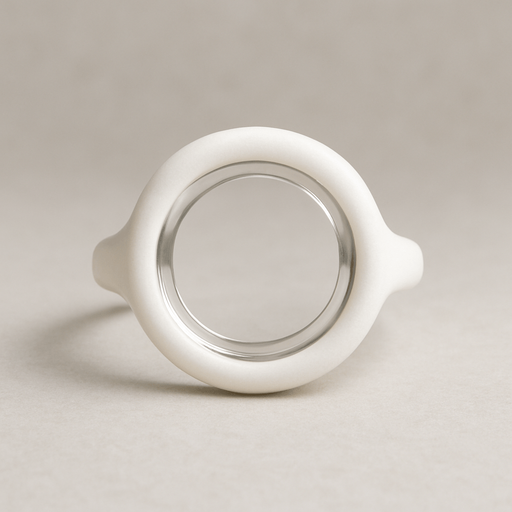 White ring with transparent middle. Front view