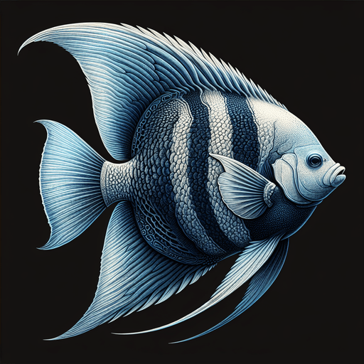 A realistic Angelfish.
Single Game Texture. In-Game asset. 2d. Blank background. High contrast. No shadows.