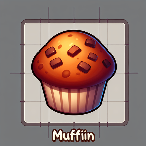 Imple 2d Muffin, flat.
Single Game Texture. In-Game asset. 2d. Blank background. High contrast. No shadows.