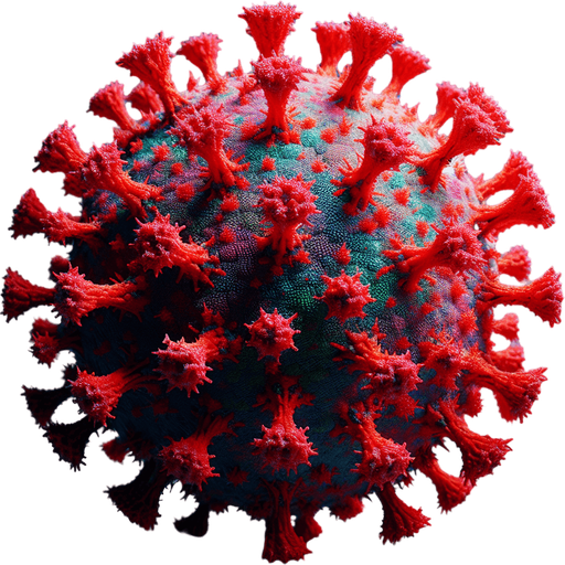corona virus.
Single Game Texture.  In-Game asset.  2d.  Blank background.  High contrast.  No shadows