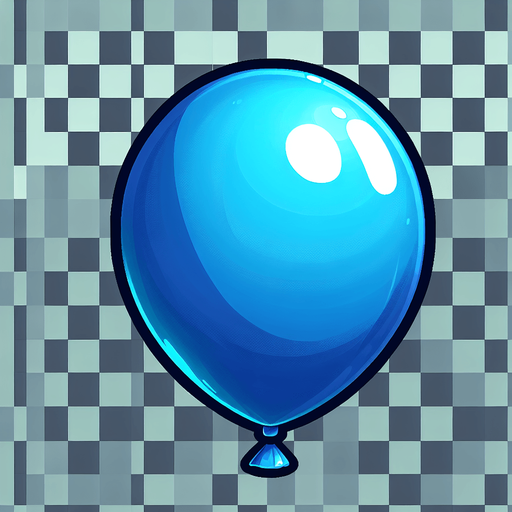 mavi balon.
Single Game Texture.  In-Game asset.  2d.  Blank background.  High contrast.  No shadows