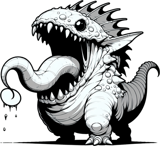 Long tail, big tongue.
Single Game Texture. In-Game asset. 2d. Blank background. High contrast. No shadows.