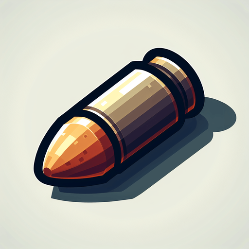 Bullet.
Single Game Texture. In-Game asset. 2d. Blank background. High contrast. No shadows.