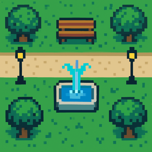 Park tile 2d pixilated topdown.
In-Game asset.  2d.  High contrast.  No shadows