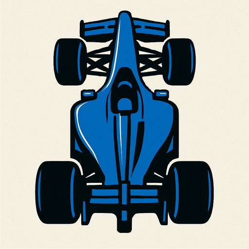 Blue F1 from a bird's eye view..
In-Game asset.  2d.  High contrast.  No shadows