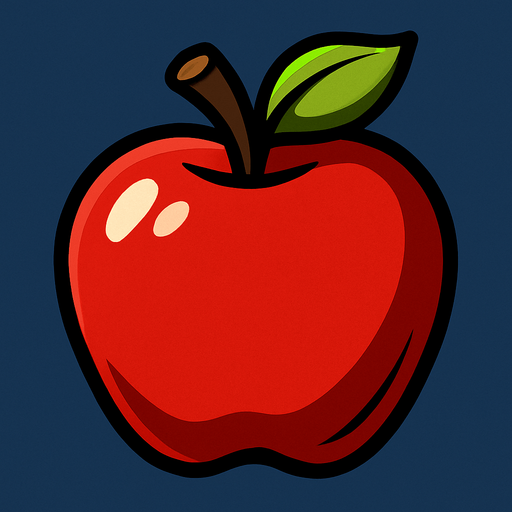 red apple.
In-Game asset.  2d.  High contrast.  No shadows