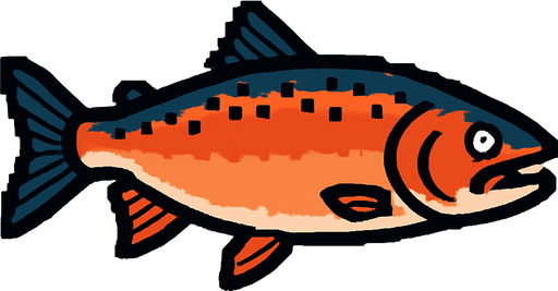 Salmon.
In-Game asset.  2d.  High contrast.  No shadows
