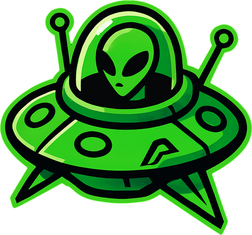 A green alien ship.
In-Game asset.  2d.  High contrast.  No shadows