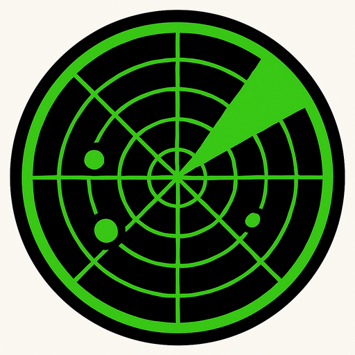 Rango circular de un radar.
In-Game asset.  2d.  High contrast.  No shadows