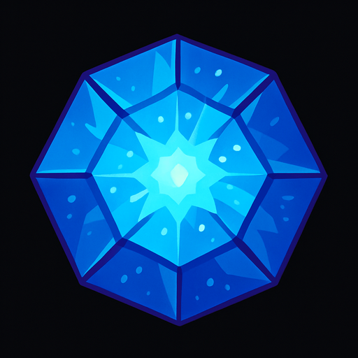 Cristal magico visto desde arriba.
In-Game asset.  2d.  High contrast.  No shadows