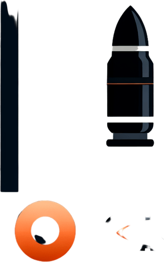 Bullet.
Single Game Texture. In-Game asset. 2d. Blank background. High contrast. No shadows.