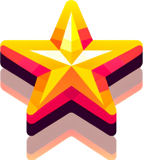 A yellow star.
Single Game Texture. In-Game asset. 2d. Blank background. High contrast. No shadows.