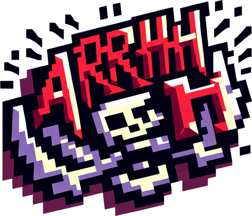 text saying "Arghhh". pirate themes. pixelated. 8 bit..
Single Game Texture. In-Game asset. 2d. Blank background. High contrast. No shadows.