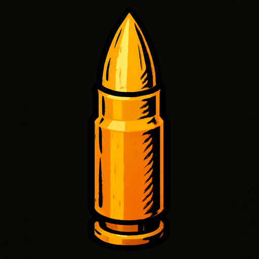 vertical bullet.
In-Game asset.  2d.  High contrast.  No shadows