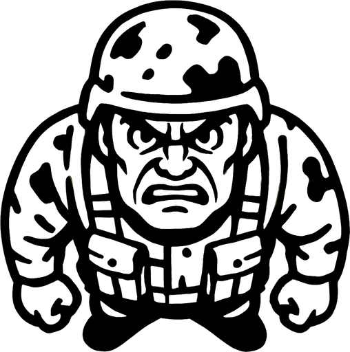 Yukardan bakış asker ve yüz ekle sinirli.
In-Game asset.  2d.  High contrast.  No shadows