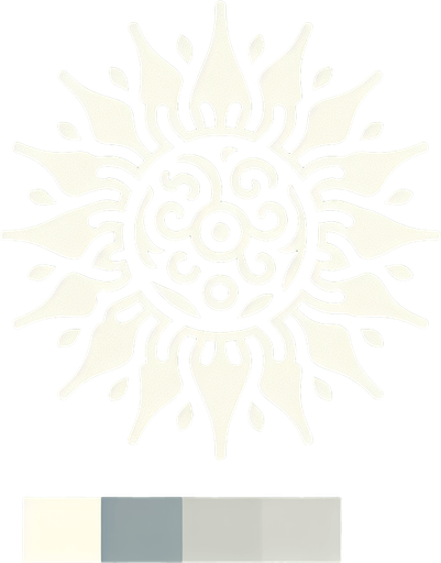 plain white intricate sun icon. black background