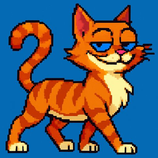 puedes cambiar la posicion de las patas, es decir las que estan atras pasan adelante y viceversa, con el mismo estilo pixel art de la foto original y fondo azul