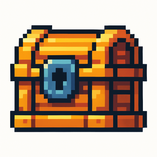 cofre de pixeles.
In-Game asset.  2d.  High contrast.  No shadows