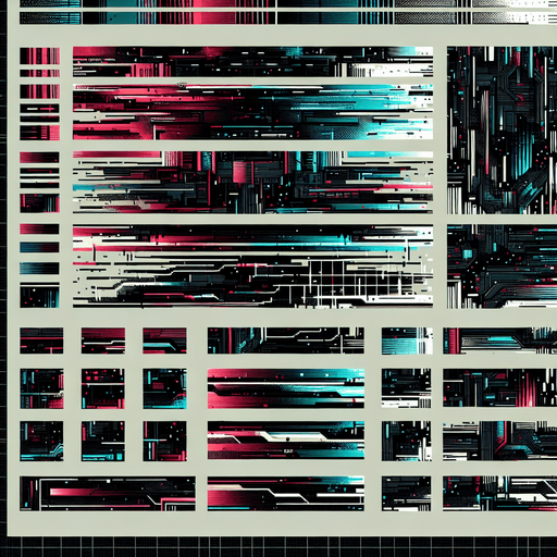 glitch effect designed to obscure parts of an image, styled with a corrupted, high-tech aesthetic. The effect features jagged digital distortions, horizontal and vertical lines, and fragmented static noise that mimic a malfunctioning screen. Irregular bands of color, like red, blue, and green, are interspersed with black and white static, creating a chaotic yet visually engaging pattern.

Some areas include fragmented text or pixelated blocks, further enhancing the glitchy, corrupted look. The overall effect has sharp, uneven edges, making it blend naturally into a disrupted image. Subtle hints of glowing lines or grid-like structures add a futuristic feel while keeping the distortion dense enough to effectively conceal parts of the underlying image. This glitch effect is ideal for creating a sense of mystery or simulating the appearance of a compromised digital screen.
Single Game Texture. In-Game asset. 2d. Blank background. High contrast. No shadows.