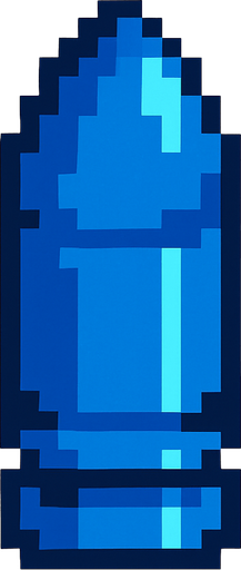 2d pixel art style blue bullet.
In-Game asset.  2d.  High contrast.  No shadows
