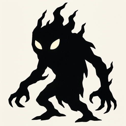Shadow creature.
In-Game asset.  2d.  High contrast.  No shadows
