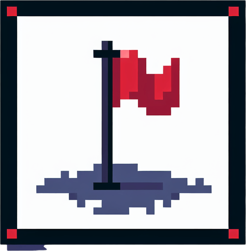 pixel art of a red flag on a tall pole.
Single Game Texture. In-Game asset. 2d. Blank background. High contrast. No shadows.