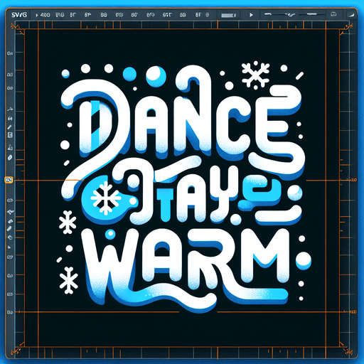 Create an SVG text design for "DANCE TO STAY WARM" in bold cartoon style with chunky rounded letters. Add small snowflake accents and icy details in cool, frosty blues and white.​​​​​​​​​​​​​​​​.
Single Game Texture. In-Game asset. 2d. Blank background. High contrast. No shadows.
