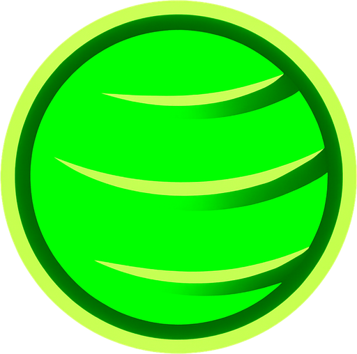 green neon ball.
In-Game asset.  2d.  High contrast.  No shadows