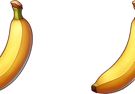 banana.
Single Game Texture.  In-Game asset.  2d.  Blank background.  High contrast.  No shadows