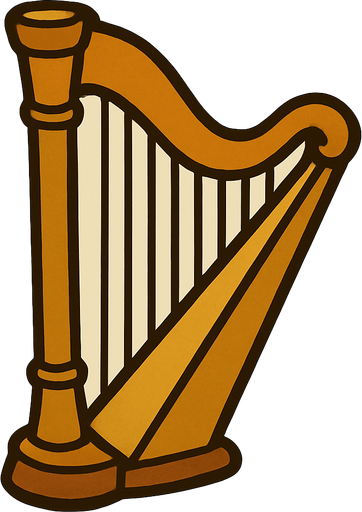 Harp in professor Layton game style.
In-Game asset.  2d.  High contrast.  No shadows