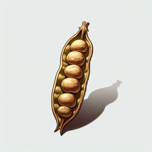 A dried split pea..
Single Game Texture.  In-Game asset.  2d.  Blank background.  High contrast.  No shadows