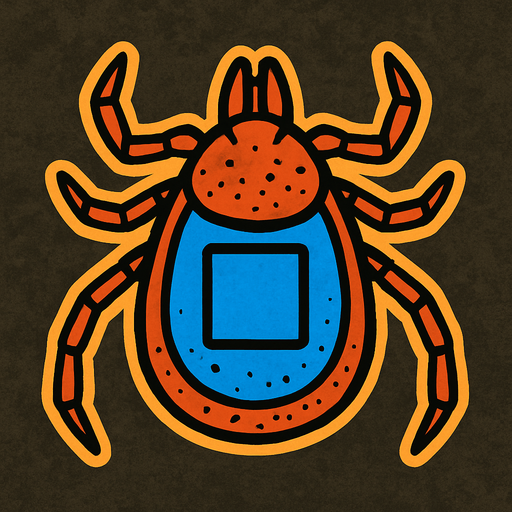 Tick bug with blue square on shell.
In-Game asset.  2d.  High contrast.  No shadows