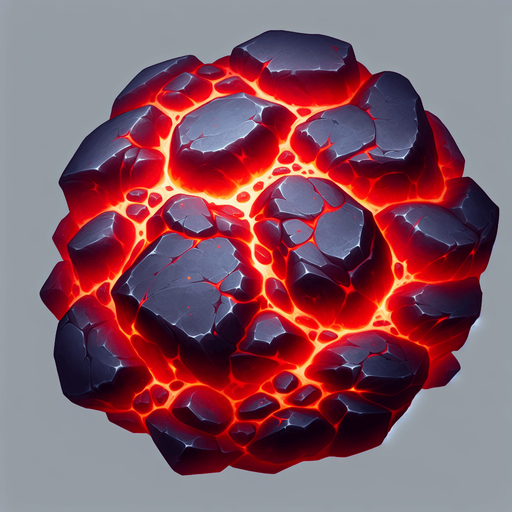 hot stone, red.
Single Game Texture.  In-Game asset.  2d.  Blank background.  High contrast.  No shadows
