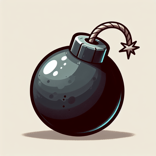 bomb.
Single Game Texture.  In-Game asset.  2d.  Blank background.  High contrast.  No shadows