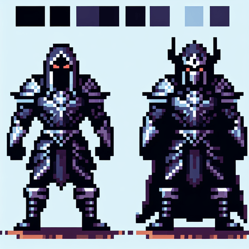 savasci kotu karakter pixelart.
Single Game Texture.  In-Game asset.  2d.  Blank background.  High contrast.  No shadows