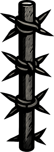 barbed iron pole.
In-Game asset.  2d.  High contrast.  No shadows