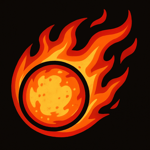 Alev topu.
In-Game asset.  2d.  High contrast.  No shadows