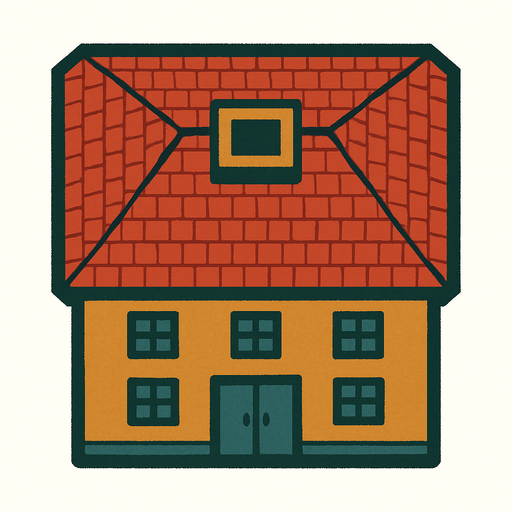 a building viewed from above.
In-Game asset.  2d.  High contrast.  No shadows. No Background