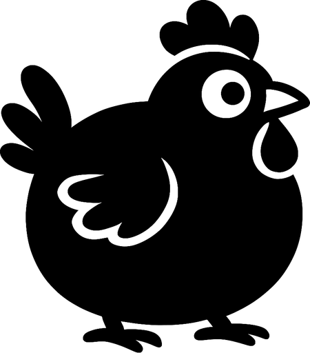 ball chicken and black.
In-Game asset.  2d.  High contrast.  No shadows