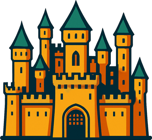 a big castle.
In-Game asset.  2d.  High contrast.  No shadows