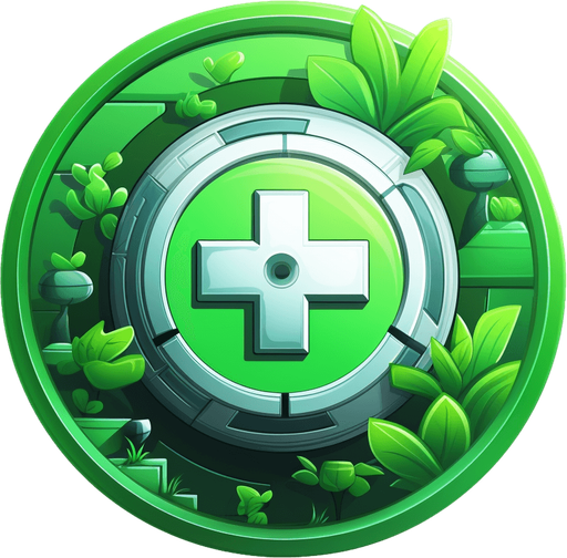 Round powerup. Green health icon
Single Game Texture. In-Game asset. 2d. Pixelart. White background. Blank background. Low detail. High contrast.