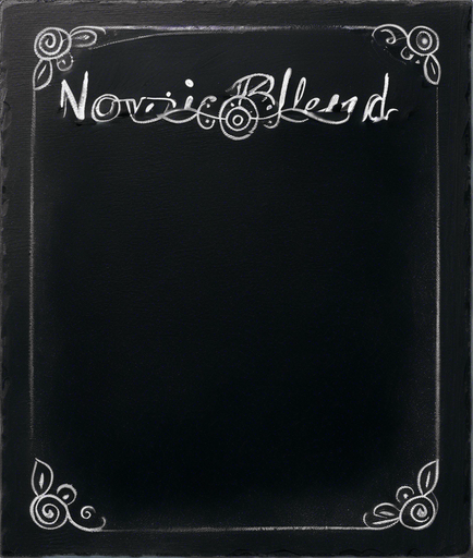 Text "NOVICE BLEND" in chalk