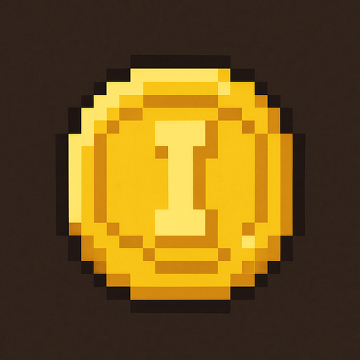 a pixel art  coin.
In-Game asset.  2d.  High contrast.  No shadows