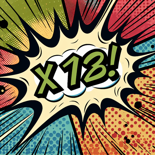text popup "x128!".
comic style