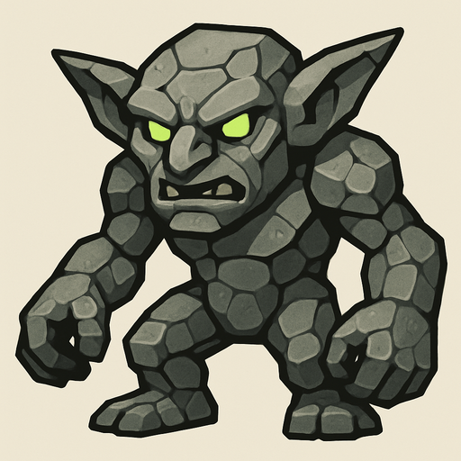 taş goblin.
In-Game asset.  2d.  High contrast.  No shadows