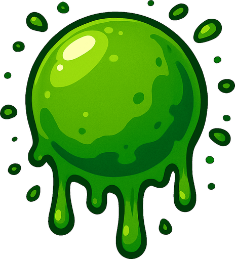 Yesil top halinde tukuruk.
In-Game asset.  2d.  High contrast.  No shadows