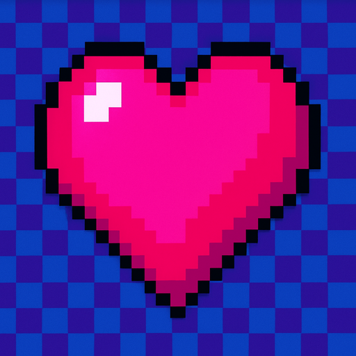 A VERY COOL PIXEL HEART.
In-Game asset.  2d.  High contrast.  No shadows