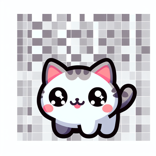 kawaii style kitten.
Single Game Texture. In-Game asset. 2d. Blank background. High contrast. No shadows.
